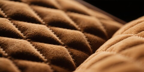 Obraz premium Close up of luxurious deep folded brown diamond quilted Alcantara texture