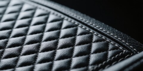 Obraz premium Black diamond quilted leather or synthetic leather texture