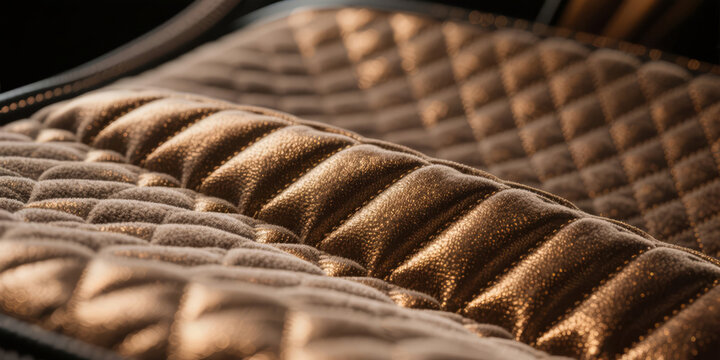 Golden quilted suede like texture with metallic sheen and lighting