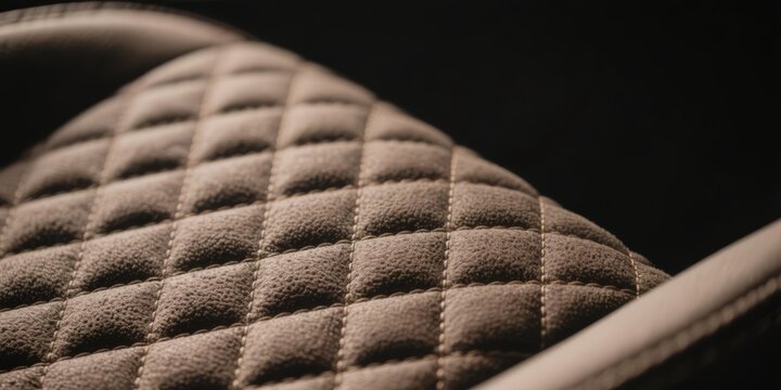 Curved diamond quilted dark brown suede alcantara like seat upholstery