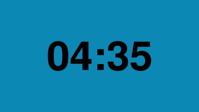 Modern countdown timer from 6 minute to 5 minute on white background suitable for presentations, productivity, educational content, and more