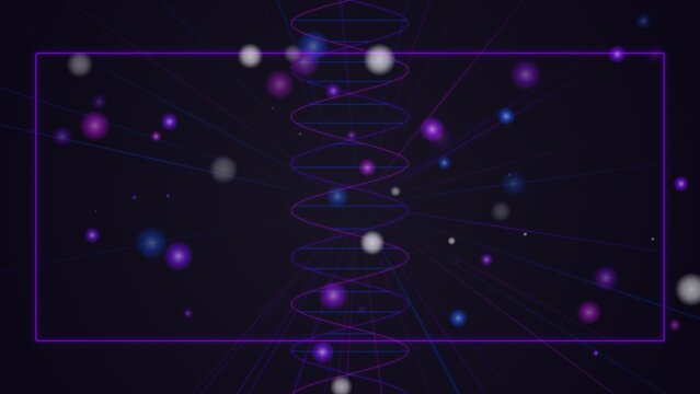 Chromosomes in cell division under microscope with glowing dots