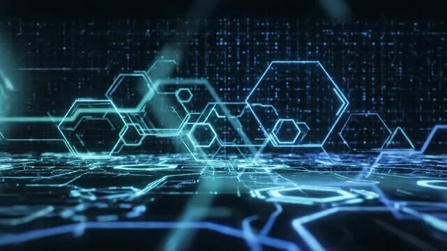 Abstract Blue Hexagon Grid Technology Background Animation