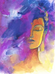 abstract watercolor background with head of Buddha © Anna Ismagilova