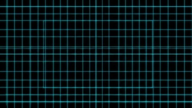 Abstract dark background with glowing blue grid lines forming a digital pattern.