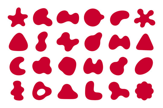 Collection of abstract red organic shapes with abstract irregular collection