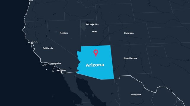 Arizona Map Animation Locator Zoom 4K Motion Graphic
