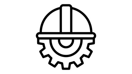 Fototapeta premium Industrial construction hard hat icon, engineering gear and safety helmet vector, technical maintenance and labor symbol