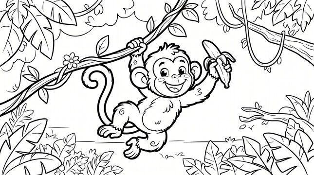 Hanging monkey with his banana