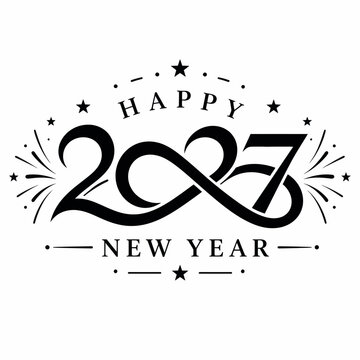 Dynamic 2027 happy new year with infinity loop and firework bursts