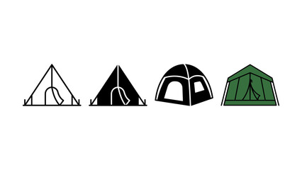 Set of four different camping tent icons for outdoor adventure design © sharmin