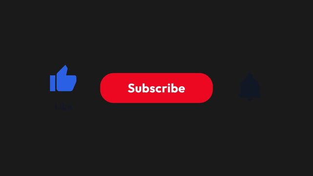 Digital interface interaction featuring like and subscribe buttons on dark background