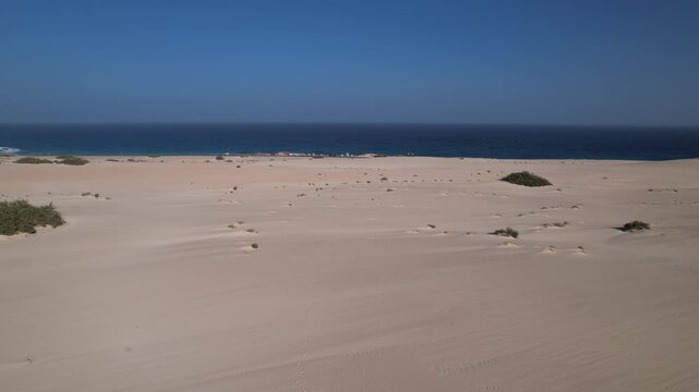 Sand dune in Fuerteventura, Canary Islands, 4k 30fps aerial footage, 1 inch sensor drone