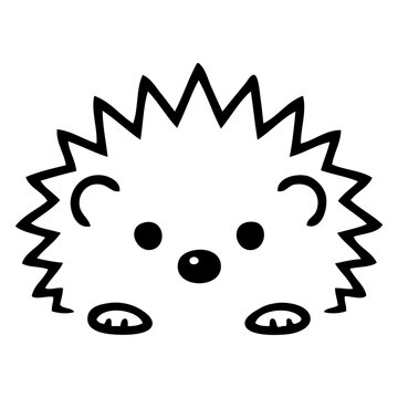 Icono con dibujo sencillo con l&iacute;neas de un erizo de pie mirando al frente 