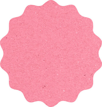 Pink Scalloped Paper Label Sticker Textured Cardboard Badge for Marketing and Sales Promotion Blank Round Wavy Seal Icon for Discounts and Retail Product Branding
