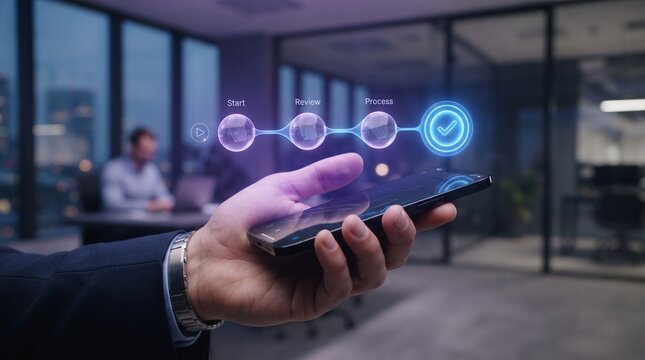 Hand holding smartphone