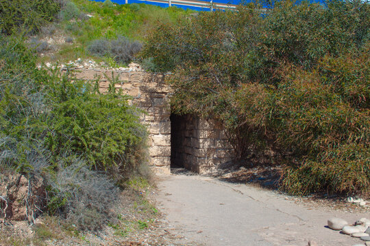 Stone entrance to the 'Petra tou Romiou' or 'Aphrodite's Rock' beach on the island of Cyprus