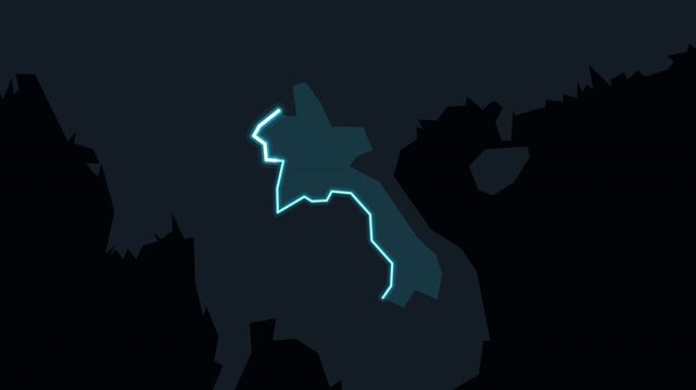 Glowing Zoom Animation Reveals Laos on World Map