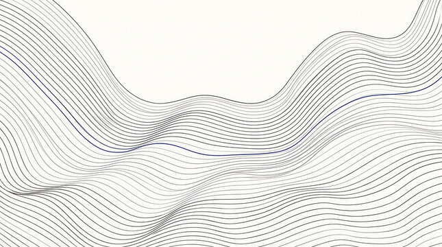 Minimalist wave line pattern, abstract topographic contour curves on white background, elegant flowing linear texture for corporate design