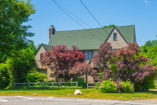 Historic residential building at 45 Rumstick Road in Jennys Lane historic district in town of Barrington, Rhode Island RI, USA. 
