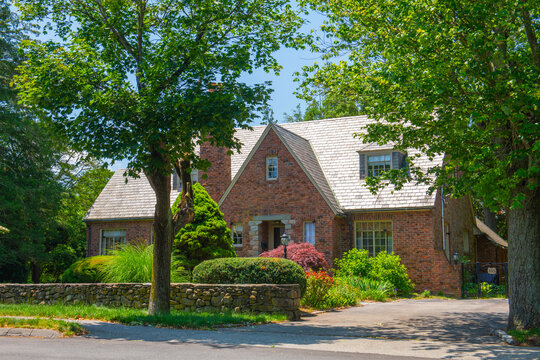 Historic residential building at 105 Rumstick Road in historic town of Barrington, Rhode Island RI, USA. 