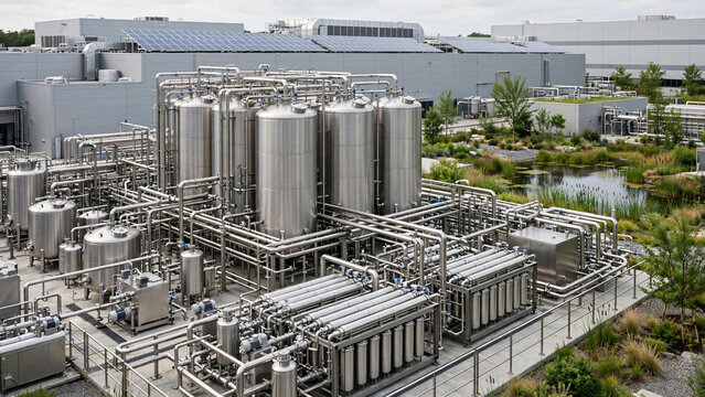 Sustainable semiconductor fab water recycling chemical plant