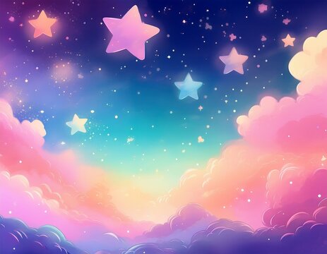 abstract kawaii colorful background with pastel gradient sky stars kawaii colorful abstract background pastel gradient sky