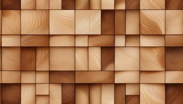 abstract square wood block pattern in light and dark beige shades seamless design
