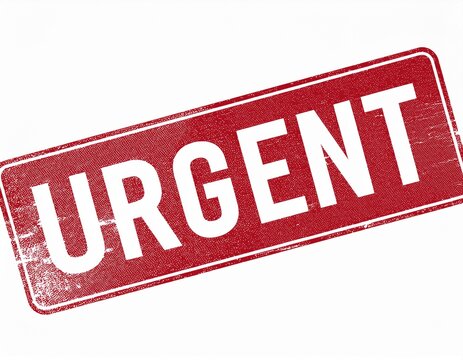 red urgent rubber stamp sign with a distressed grunge texture effect for business isolated on white background