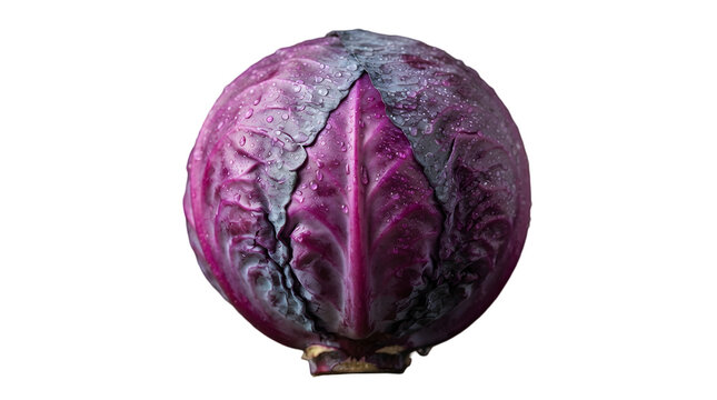 Single whole red cabbage head isolated on white background with vegetable nutrition vegetarian ingredient agriculture culinary isolated