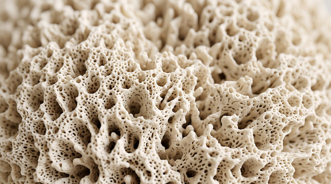 Intricate Macro Texture of Cream Colored Porous Coral Reef Skeleton Abstract Organic Beige Background