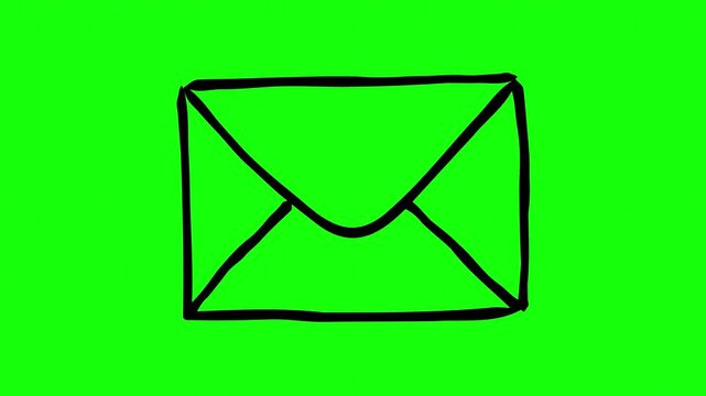 Hand Drawn Mail Envelope Icon Animation Green Screen Background
