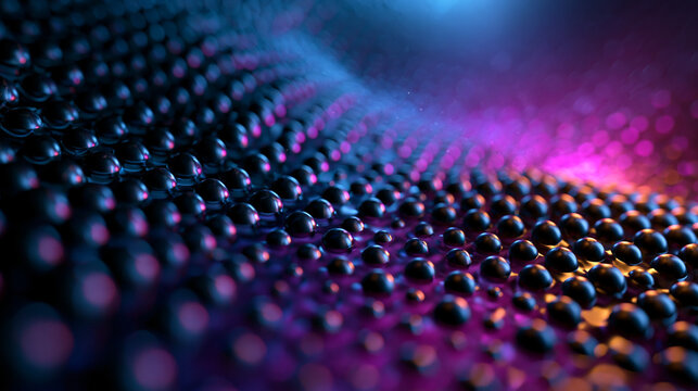 Abstract Futuristic AI Data Wave with Glowing Neon Spheres