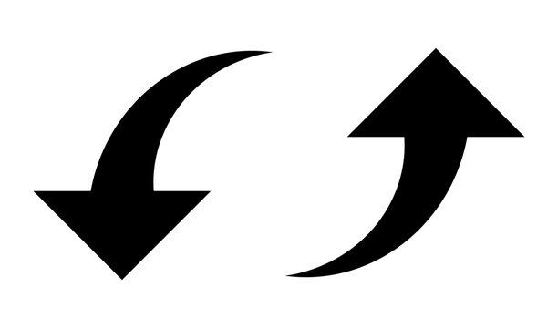up and down arrow icon representing exchange or transformation and symbol of direction and movement.