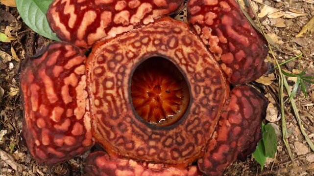 Rafflesia flower blooming top view in Borneo Jungle, Malaysia