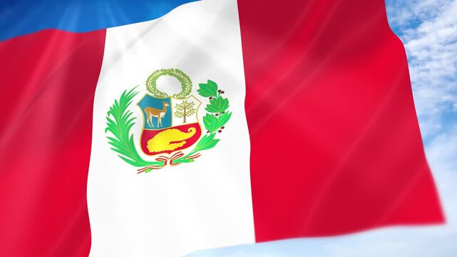 Peru Flag Seamless Loop 4k 60fps on Sky Background