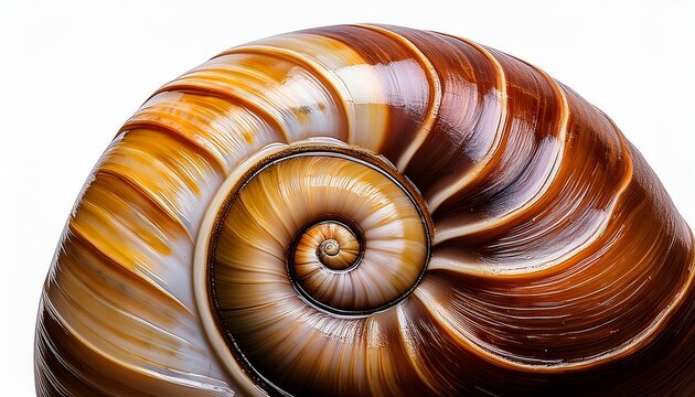 Snail Shell Spiral Brown And Gold Tones Close Up Isolated On Transparent Background