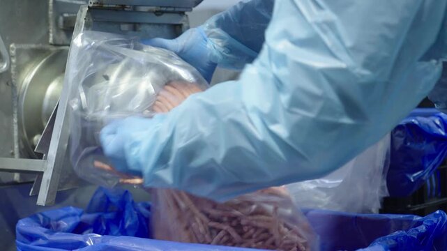 Ground Meat in Industrial Food Processing Facility