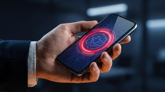 Hand holding smartphone with