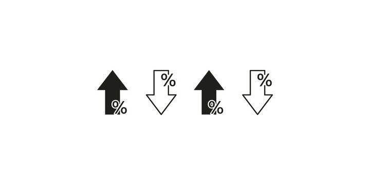 Arrows with percentage signs indicating growth and decline for financial or economic concepts.