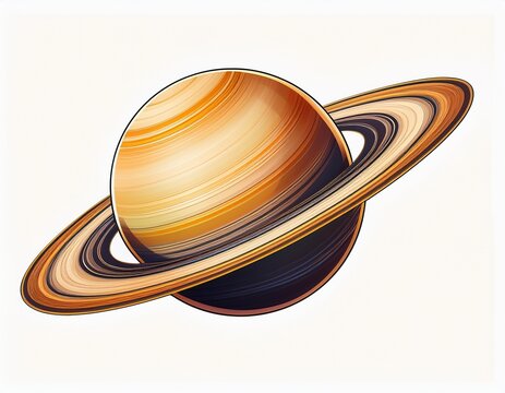 saturn planet rings space isolated on white background