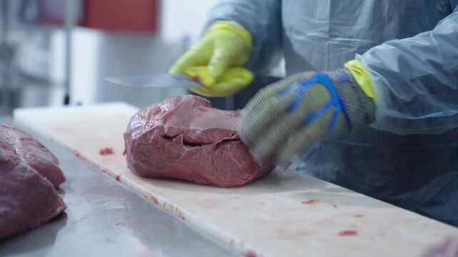 Ground Meat in Industrial Food Processing Facility