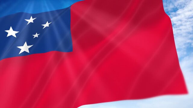 Samoa Flag Seamless Loop 4k 60fps on Sky Background