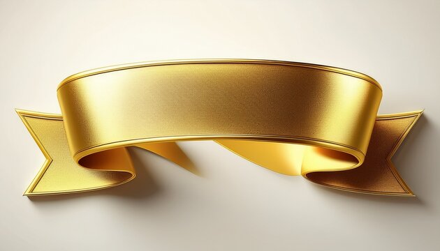gold 3d banner ribbon on white background