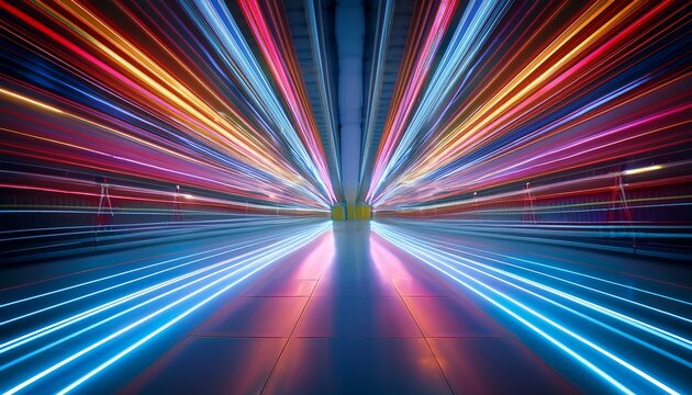 vibrant light streams create a mesmerizing kaleidoscope effect on a white surface transforming an ordinary space into a dynamic visual spectacle