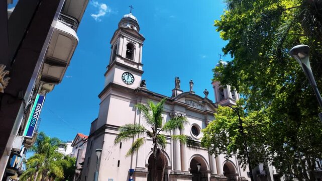 Cathedral of Montevideo facade at Plaza de la Constitucion, Ciudad Vieja, Uruguay
