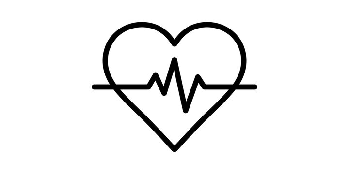 Heart rhythm ekg line art icon for cardiology and medical health monitoring.