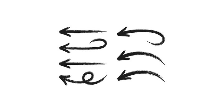 Brush stroke arrows pointing left and curved right for design elements.