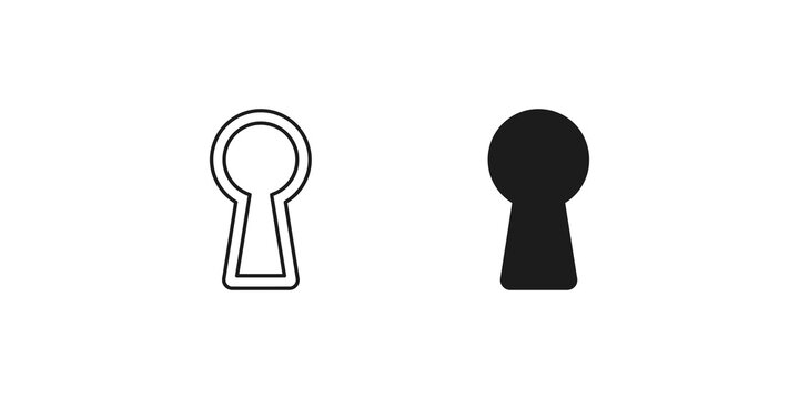Black outline and filled keyhole icons representing security and access.
