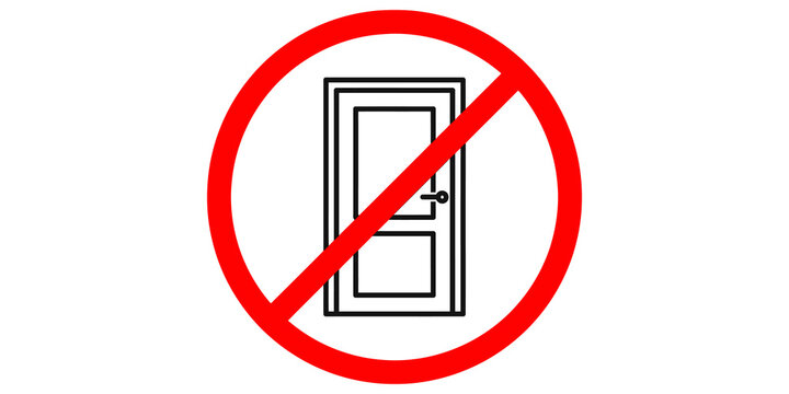 No entry door sign flat vector illustration for restricted access or private area.